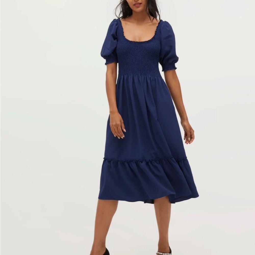 Hill House Blue Smocked Puff Sleeve Sundress